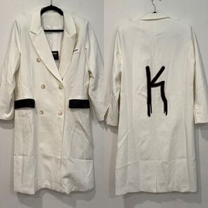 Wren and Glory White “K” Hand Painted Blazer Trench Jacket XL